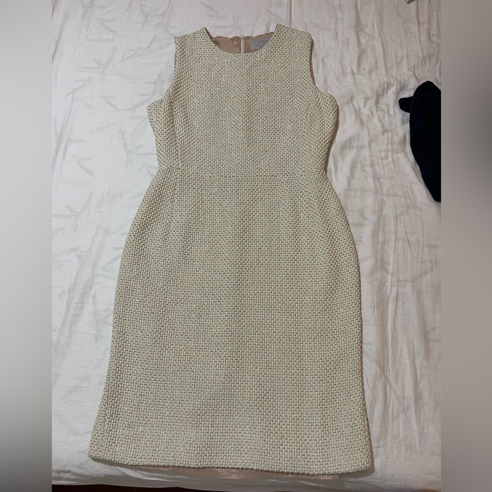 🩶 Barneys New York Made in Italy Metallic Tweed Sheath Dress – Size 46 (US 12)